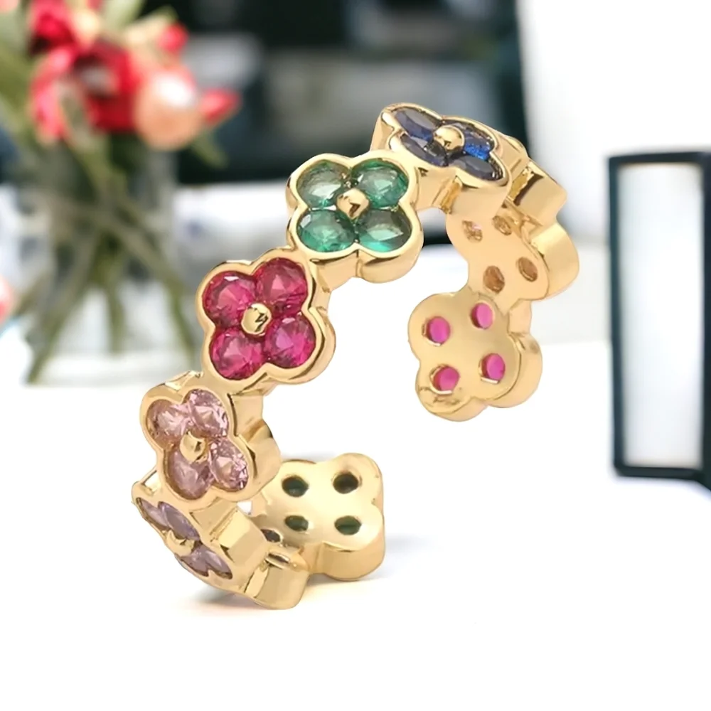 Cutest Clover Multi Color Crystal Ring
